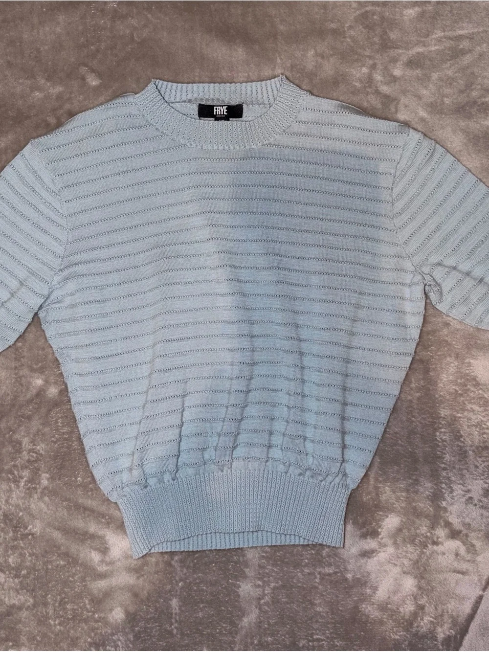FRYE Dusty Blue Short-Sleeve Knit Sweater XS